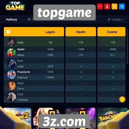 Comparativo entre topgame e outros sites de jogos